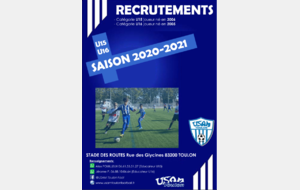 Inscriptions U15/U16 - Saison 2020-2021