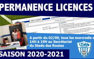 Permanences Licences Saison 2020-2021