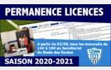 Permanences Licences Saison 2020-2021