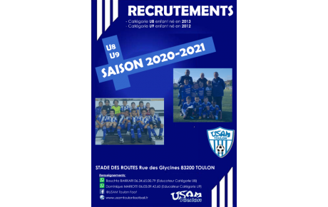 	Inscriptions U8 / U9 - Saison 2020-2021