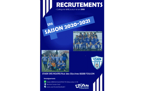 Inscriptions U13 - Saison 2020-2021