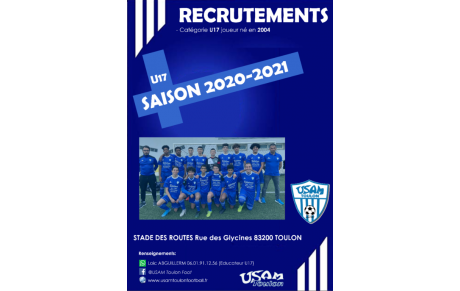 Inscriptions U17 - Saison 2020-2021