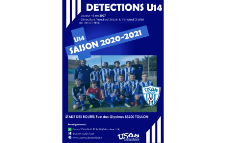 Détections U14 Saison 2020-2021