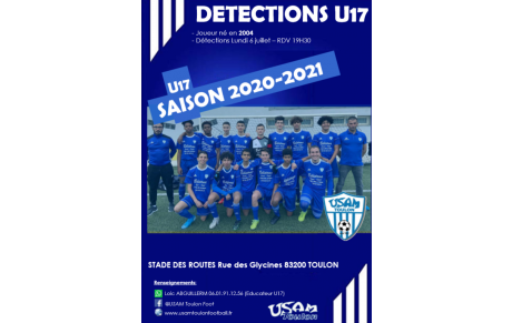 Détections U17 Saison 2020-2021