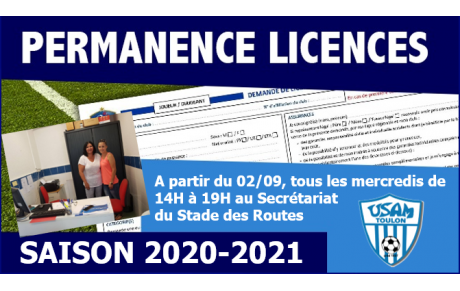 Permanences Licences Saison 2020-2021