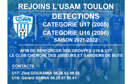 DETECTIONS U16 (GENERATION 2006) &amp; U17 (GENERATION 2005) 